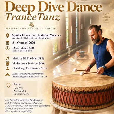 Deep Dive Dance – TranceTanz München -- Motherdrum Live Act, Ecstatic Dance Ursprung