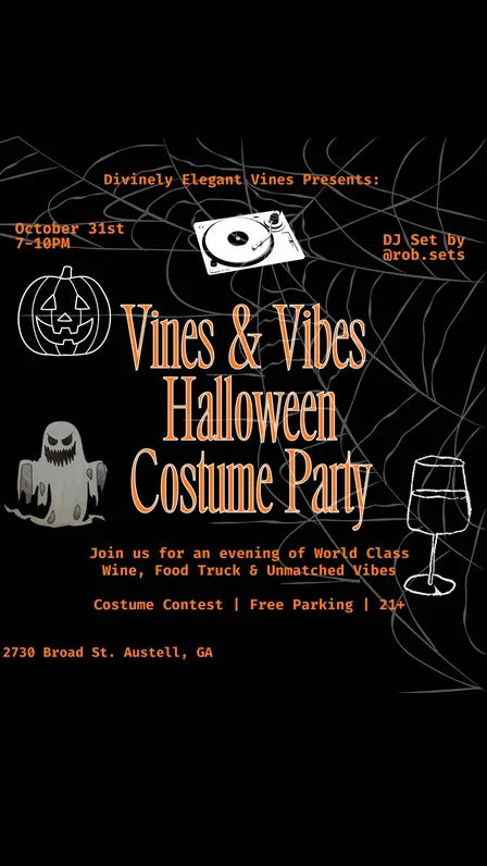 Vines & Vibes Halloween Costume Party | Live DJ Set, World Class Wines, & Food Truck