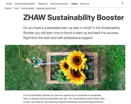 Energy & Environment Accelerator — ZHAW Sustainability Booster Kick-Off
