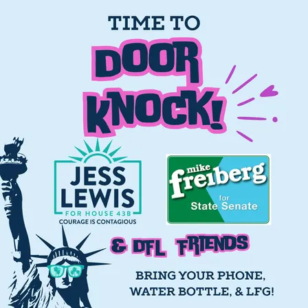 Robbinsdale door knock feat. Congresswoman Ilhan Omar, Cedrick Frazier, Sofi Villena, Alejandro Cáceres-Aranda, Mike Freiberg & Jess Lewis