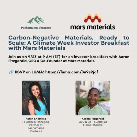 Carbon-Negative Materials, Ready to Scale: A Climate Week Investor Breakfast with Mars Materials