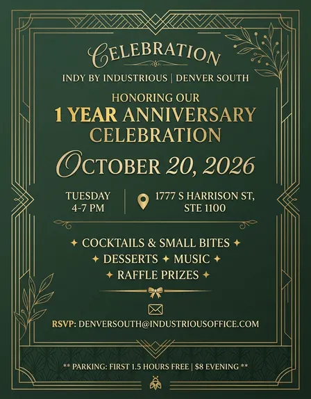 You’re Invited: Indy by Industrious Denver South 1-Year Anniversary!