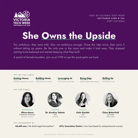 She Owns the Upside: A panel of female founders on funding, defensibility, AI, and nerve — part of VTW