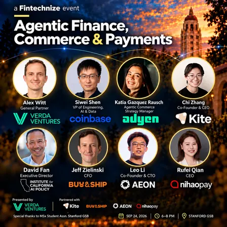 Agentic Finance, Commerce & Payments @ Stanford GSB, presented by Verda Ventures