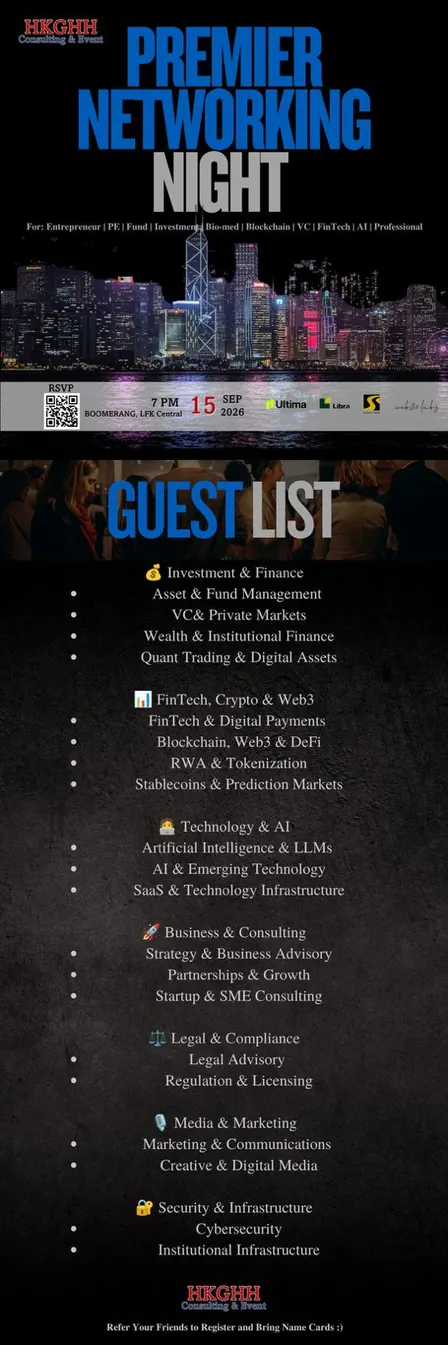 JOIN HKGHH Event: Premier Networking Night @ LKF ⭐SEP 15, 2026 Tuesday⭐ ⭐GUEST LIST UPDATED⭐