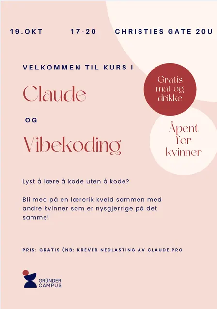 Kurs i Claude og vibekoding for kvinner