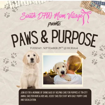 September 29th: Paws & Purpose: Volunteer Event
