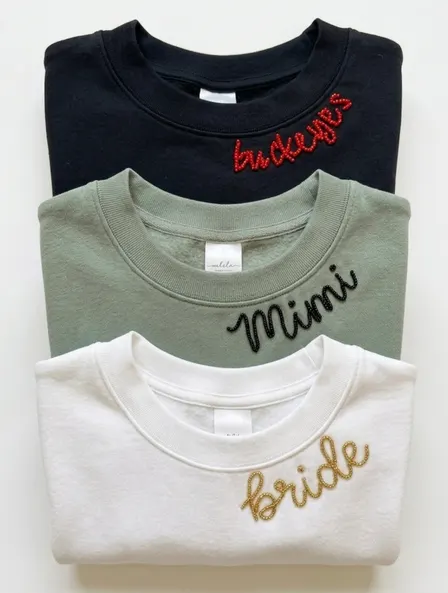 Beaded Embroidery Crewneck