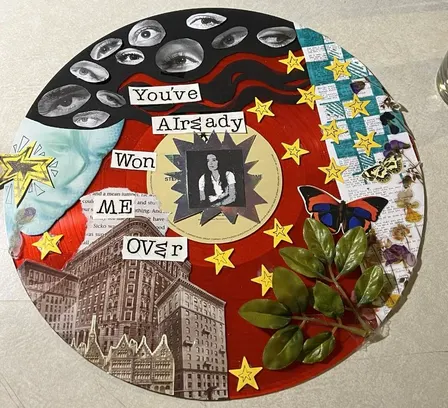 collage club: music night w/ cd collaging