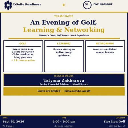 An Evening of Golf, Learning & Networking