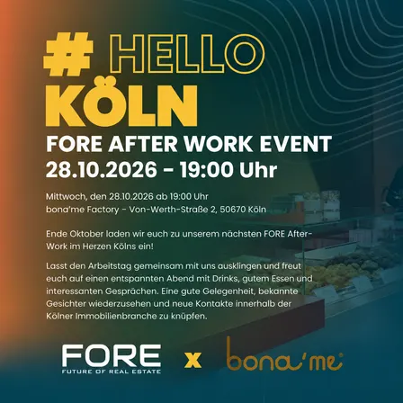 🍸 FORE Köln | After-Work – Drinks & Real Estate