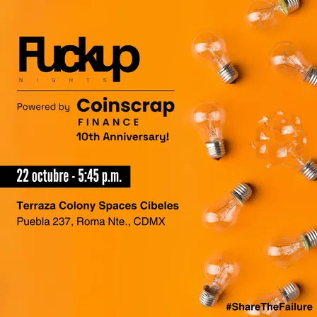 Fuckup Nights X Coinscrap Finance | 10° Aniversario