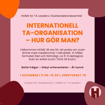 Sluttandebordssamtal: Internationell TA funktion - hur gör man?