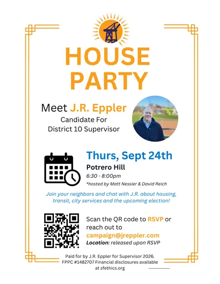 Sept 24th House Party: JR Eppler for Supervisor