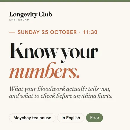 Longevity Club Amsterdam: Know your numbers (first meeting, free)