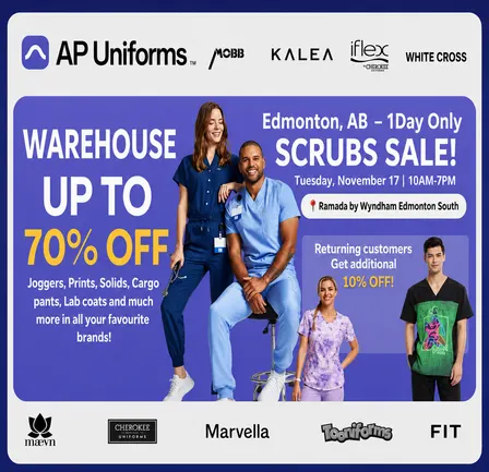 Warehouse Scrubs Sale – Edmonton, AB – 1 Day Only