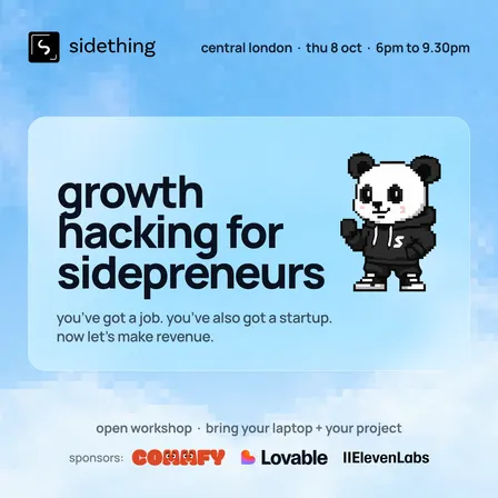 growth hacking workshop + build evening for sidepreneurs