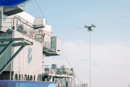 Drones Meet the Destroyer: Apellix Power Washing Drone Live at the USS Orleck