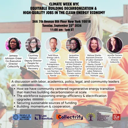 Climate Week NYC Equitable Building Decarbonization & High-Quality Jobs in the Clean Energy Economy