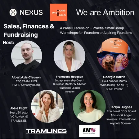 Sales - Finances - Fundraising. Panel + Practical Small Group Workshops with 3 Female Investors