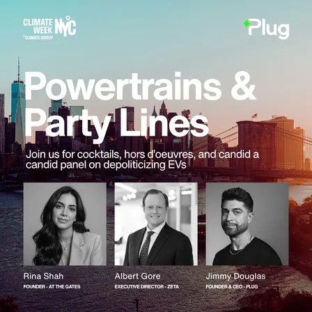 Powertrains & Party Lines: Cocktails, Hors d'Oeuvres, and a Candid Panel on De-Politicizing EVs, Hosted by Plug