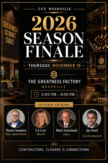 CCC NASHVILLE “2026 SEASON FINALE” A PRIVATE EVENT FOR ELITE COMMERCIAL REAL ESTATE PROFESSIONALS