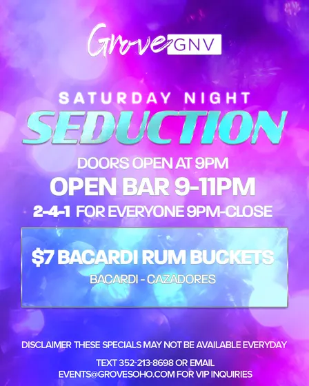 SATURDAY NIGHT SEDUCTION OPEN BAR 9-11p