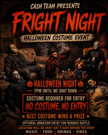Cash Team Presents: Fright Night – Halloween Costume Event