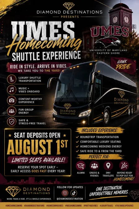 Diamond Destinations Presents: UMES Homecoming Shuttle Experience- PAYMENT RSVP