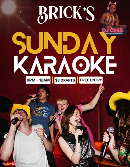 Karaoke Sundays @ Brick's with DJ Char