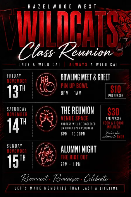 Hazelwood West Class reunion 16’