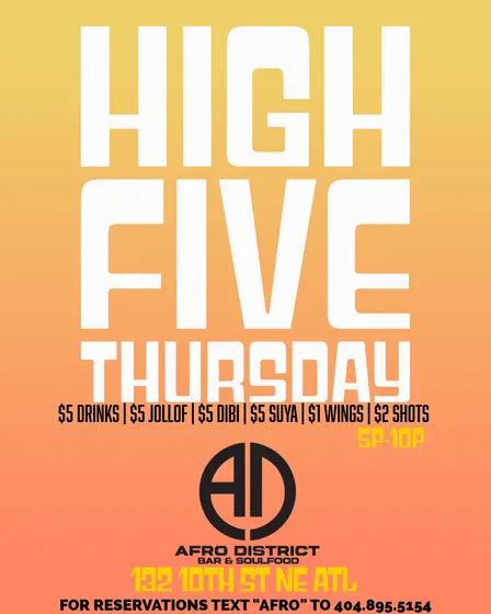 HIGH FIVE THURSDAY AT AFRO DISTRICT