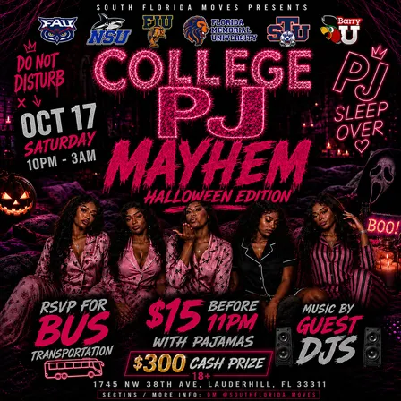 College Pj Mayhem Halloween Edition