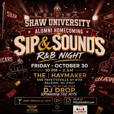 Shaw University Alumni Homecoming: Sip & Sounds R&B Night