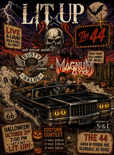 HALLOWEEN! @ 44 W/ LIT UP RUSTY HALOS | MAGNUM AXE|