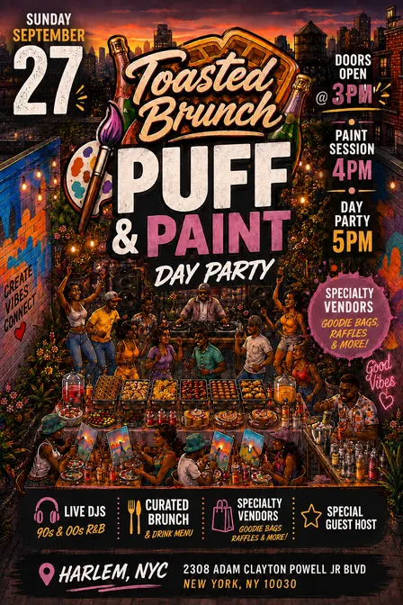 10/18 "Toasted Brunch" Day Party By: Puff & Paint Party NYC (Rescheduled)