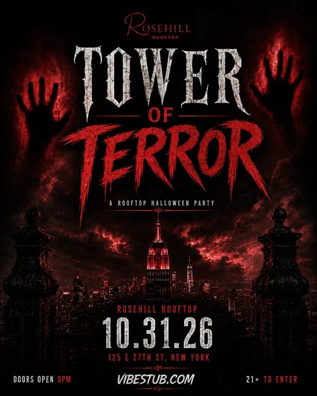 Tower Of Terror Annual Halloween Party @ Rosehill Rooftop NYC - Saturday 10/31