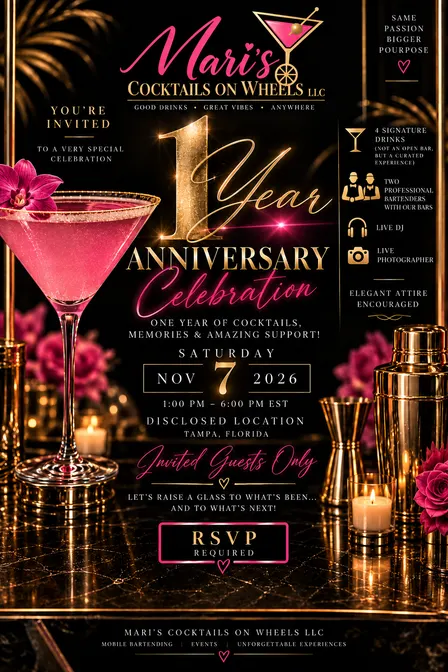 Mari’s Cocktails On Wheels 1 YR ANNIVERSARY