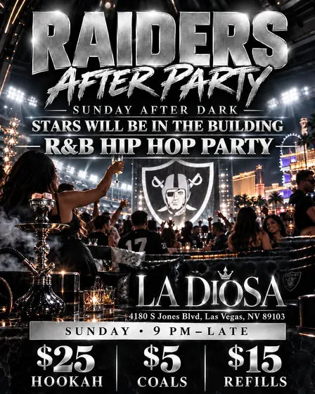 EVERY SUNDAY $25 hookah RAIDERS AFTER PARTY