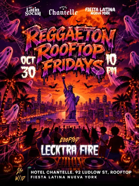 Fri, 10/30: Halloween Reggaeton Rooftop Fridays — Fiesta Latina NYC at Hotel Chantelle