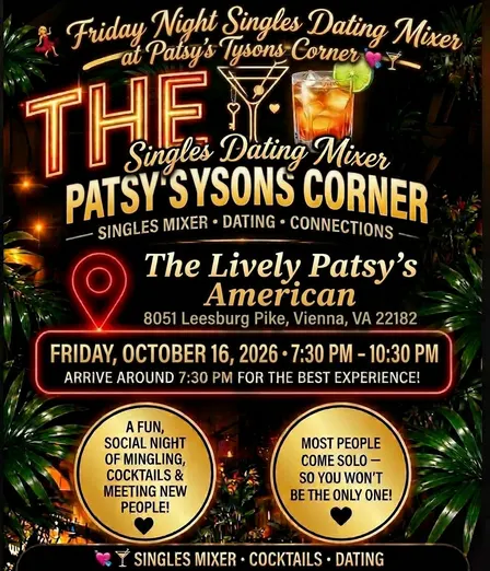 Friday Night Singles Dating Mixer at Patsy’s Tysons Corner
