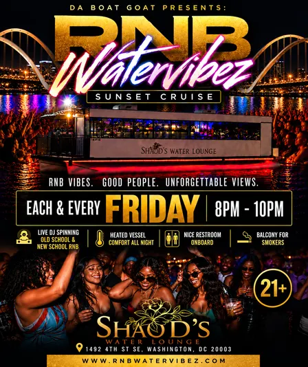 Shaod's Water Lounge " R & B Water Vibez Sunset Cruise" (Boat Indoors w/Air/Heat)