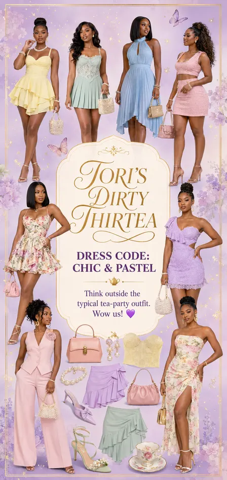 You’re invited to Tori’s Dirty Thir-Tea! 🫖🌸✨