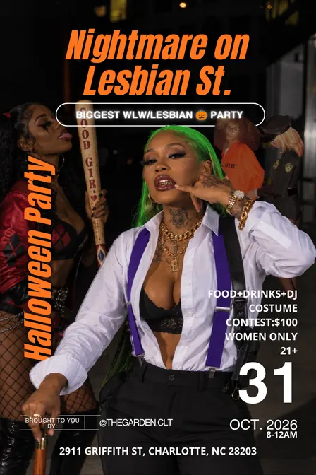 (CLT) NIGHTMARE ON LESBIAN ST.: Halloween Party 🎃🏳️🌈