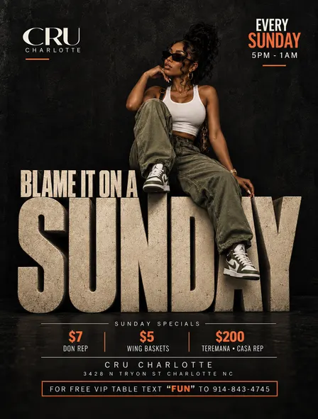BLAME IT ON A SUNDAY! $5 WING BASKETS! $7 DRINKS $10 HOOKAH