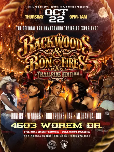BACKWOODS & BONFIRES 5: THE OFFICIAL TSU HOCO TRAIL RIDE PARTY🐎🤠🔥