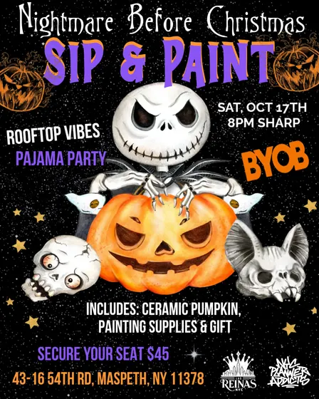 Nightmare Before Christmas: Sip & Paint (Rooftop Pajama Party)