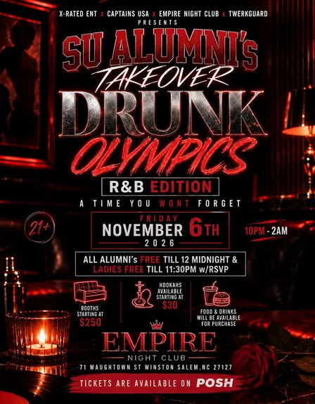 SU ALUMNI’s TAKEOVER DRUNK OLYMPICS: R&B EDITION 21+
