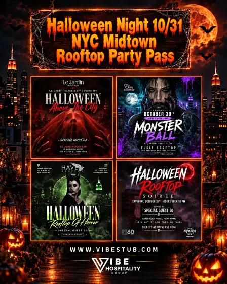 Halloween Night Rooftop Party Pass Package! One Ticket with FOUR parties