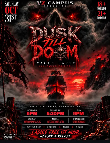 DUSK TILL DOOM (Yacht Party) halloween Edition